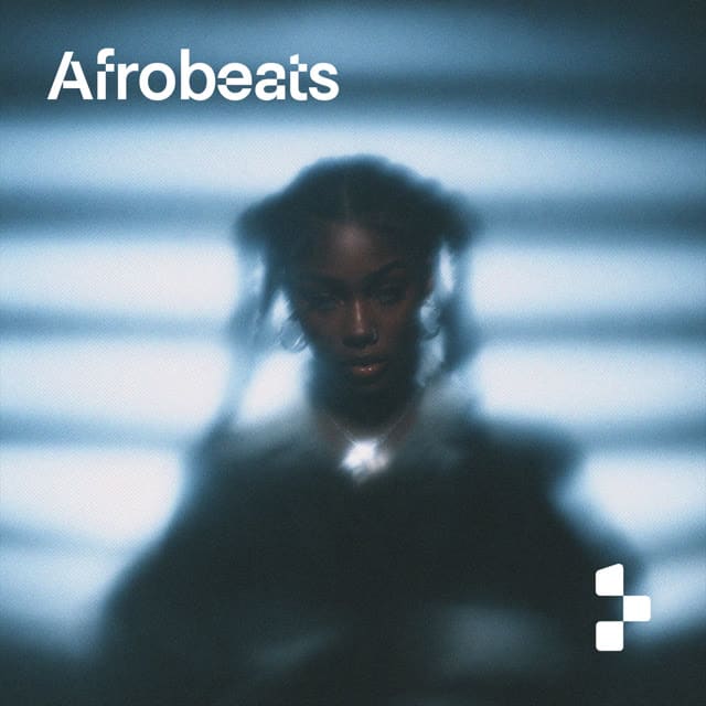 Afrobeats playlist cover: a silhouette behind white light bars