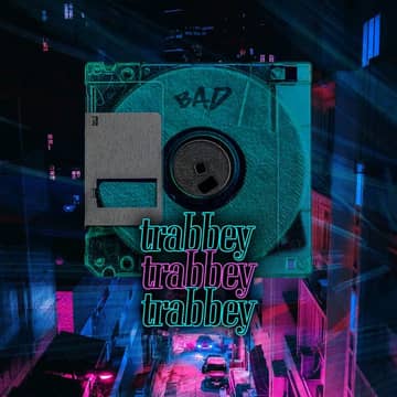 BAD cover: a teal floppy disk above a neon-lit street
