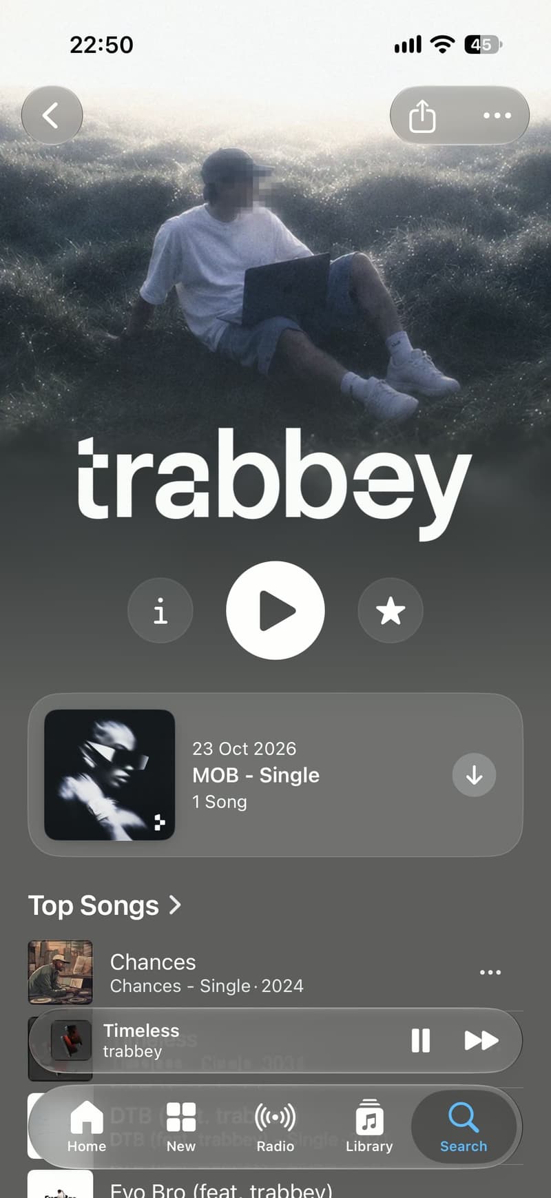 The trabbey artist page on Apple Music
